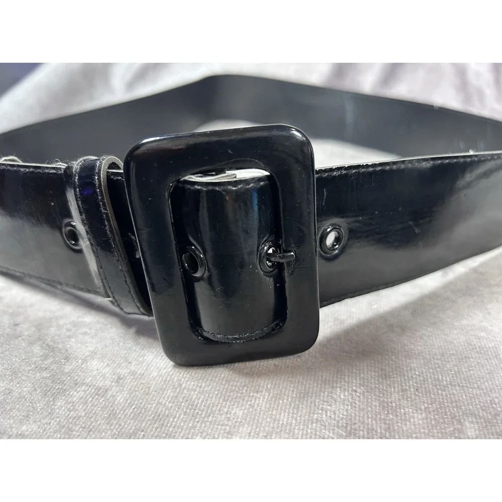 Lot of 3 Women's Wide Statement Belts Studded Stretch Patent Black Y2K Boho